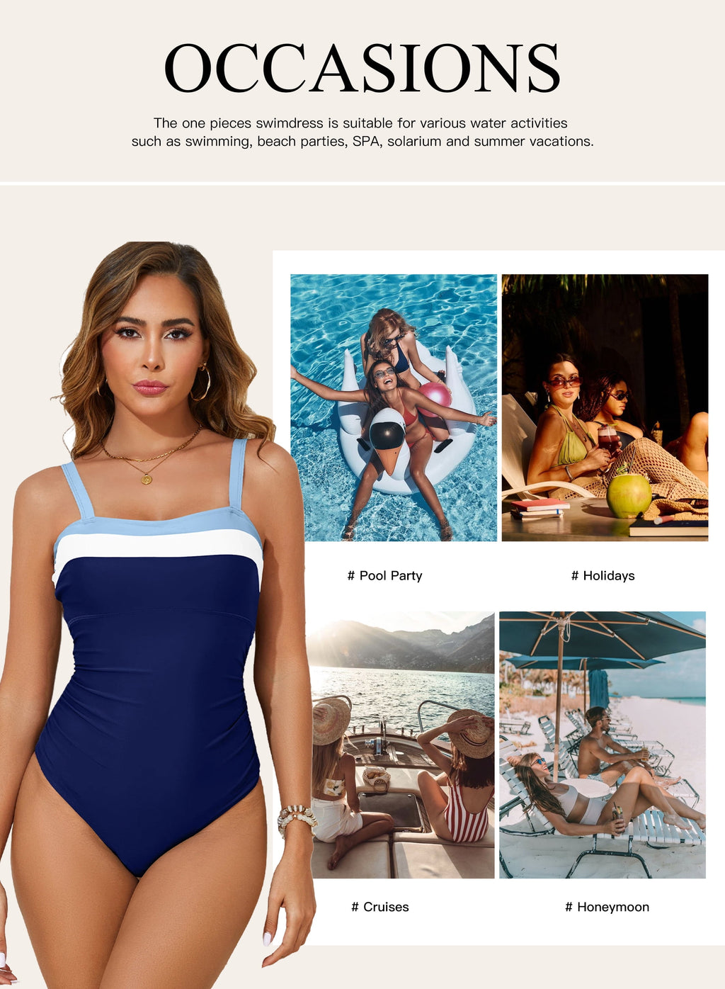 Bathing Suit Women One Piece Swimsuit Tummy Control Slimming Athletic Bathing Suits Color Block Swimming Suits Swimwear Blue S-2XL
