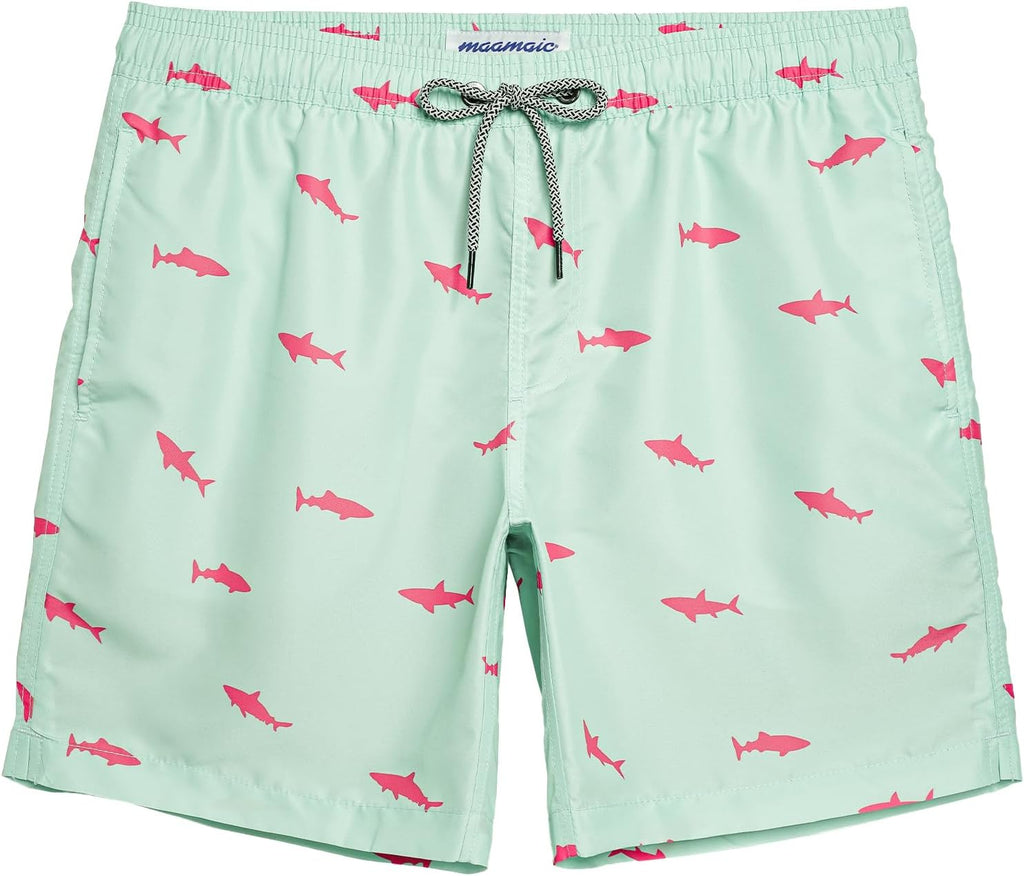 Mens Swim Trunks Quick Dry Swim Shorts with Mesh Lining Funny Swimwear Bathing Suits 7Inch