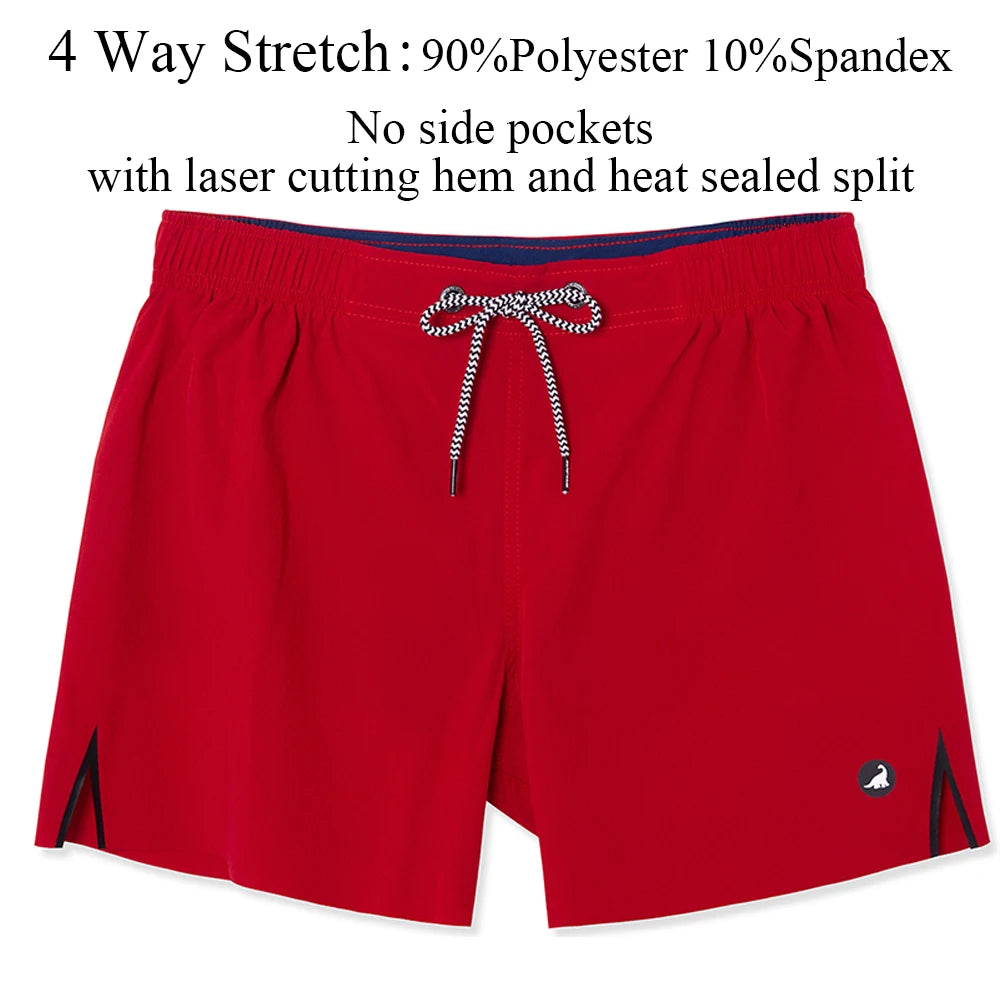 Mens Swimwear Solid Swim Trunks Summer Beach Board Shorts with Pockets Quick Dry Mens Running Surfing Swimming Shorts