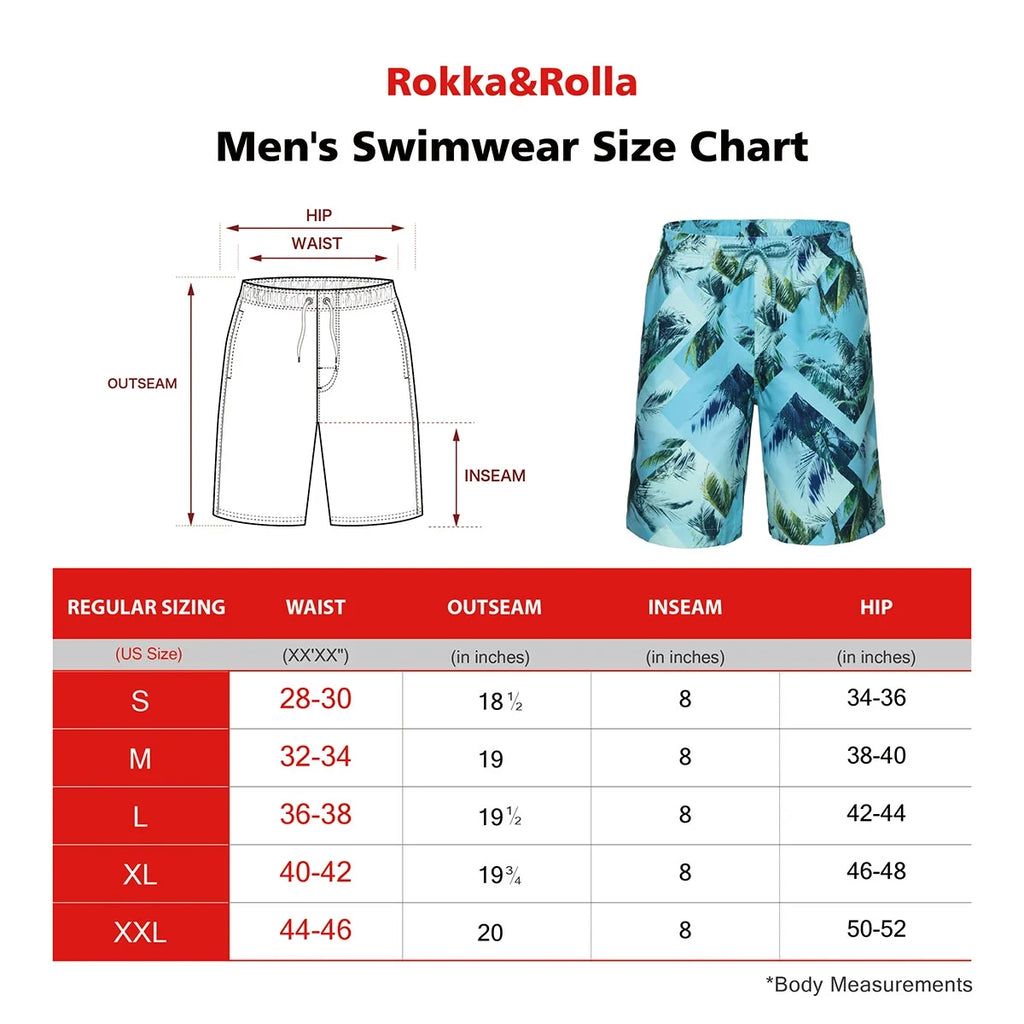 Rokka&Rolla Men'S 8" Mesh Lined Swim Trunks, up to Size 2XL
