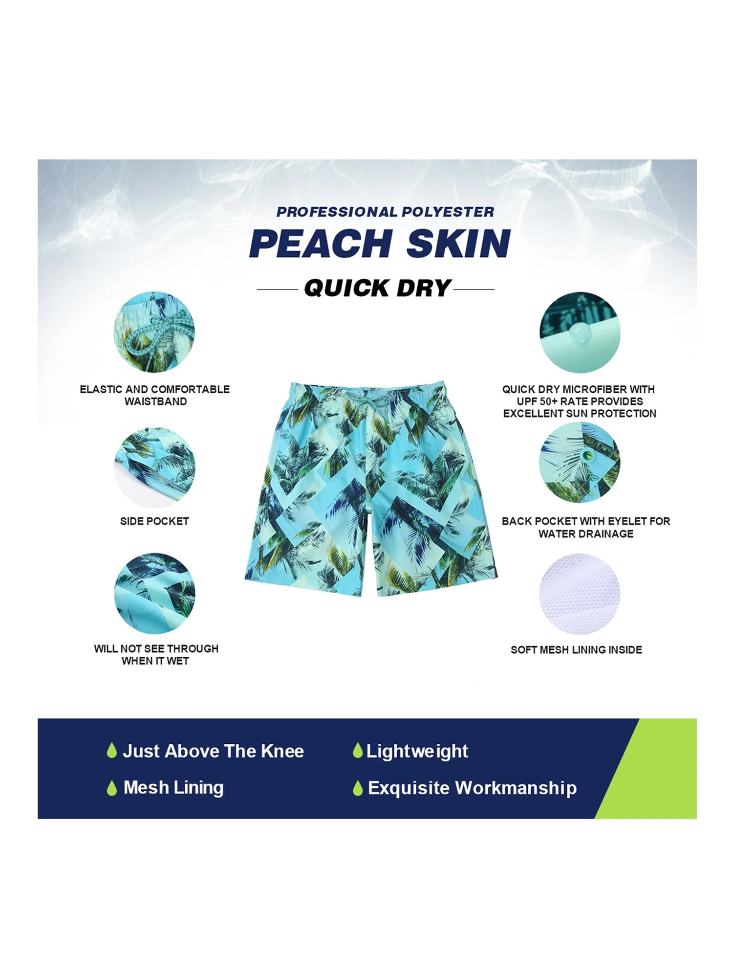 Rokka&Rolla Men'S 8" Mesh Lined Swim Trunks, up to Size 2XL