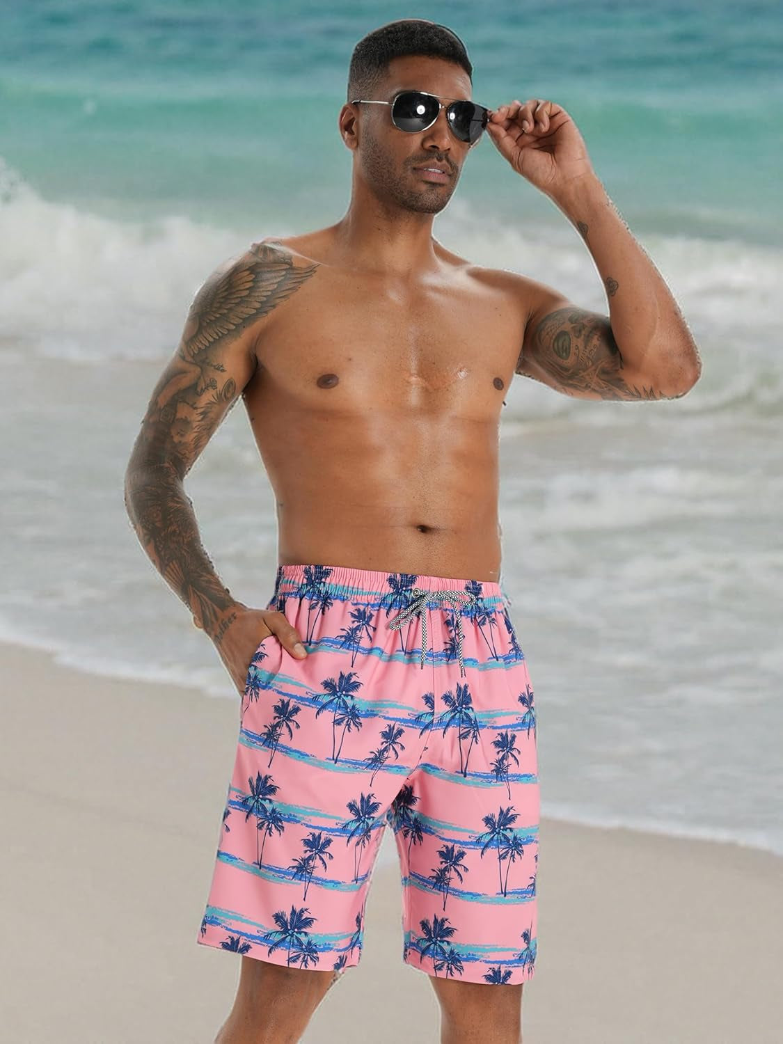 Men'S Swim Trunks 9" Quick Dry Bathing Suit Big & Tall Beach Swimsuits