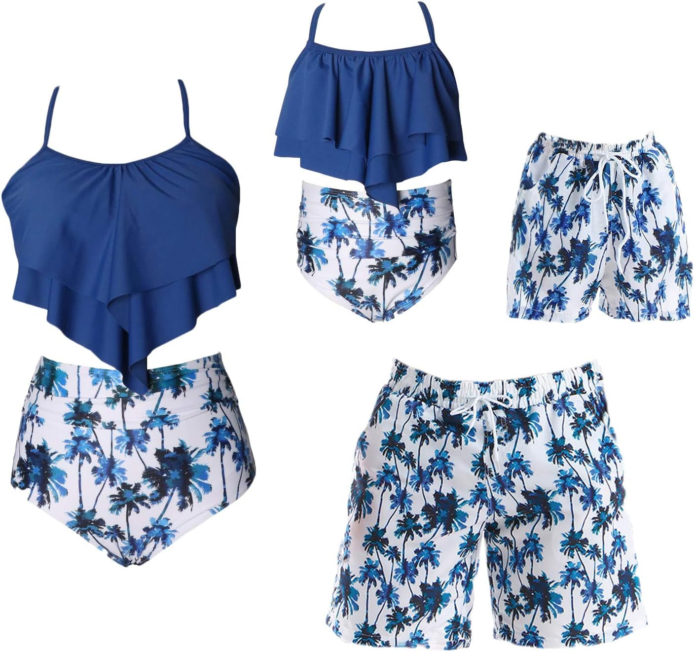 Family Matching Swimsuits Girls Two-Piece Palm Bikini Set Girls 5-6X