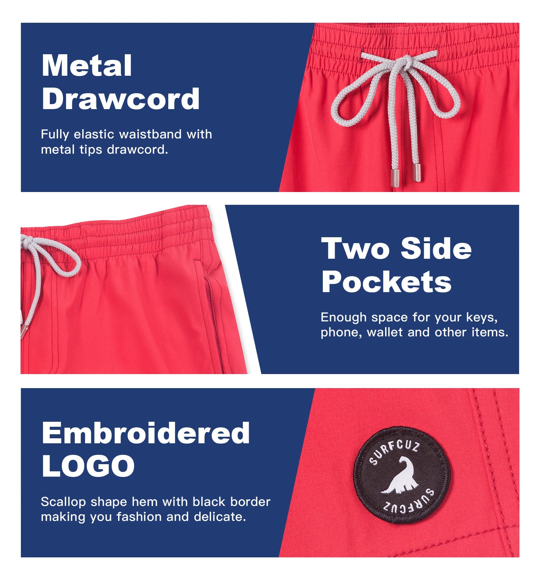 Mens Swimwear Solid Swim Trunks Summer Beach Board Shorts with Pockets Quick Dry Mens Running Surfing Swimming Shorts