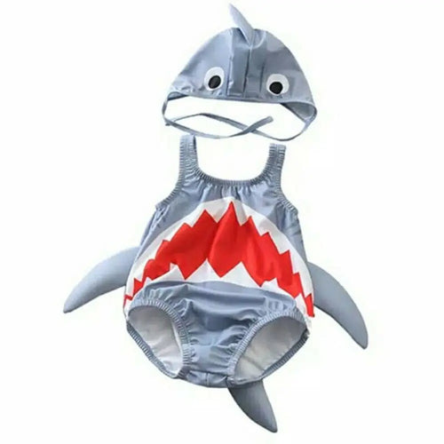 1-6Y Toddler Kids Baby Girl Boy Swimwear Cartoon Animal 3D Printed Swimsuit Hat 2PCS Swimwear Bathing Suit